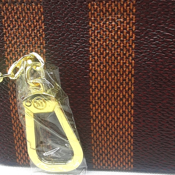 Brown and Tan Striped Wristlet - Picture 3 of 5